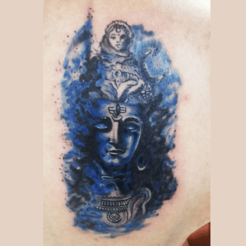 Colorful Mahadev Tattoo Design in Hand