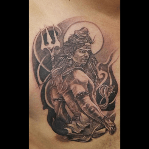 Powerful shiva Tattoo Design in Cheast