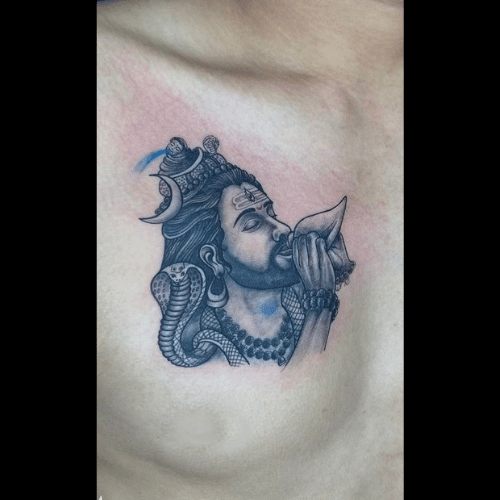 Mahadev with shankha Tattoo