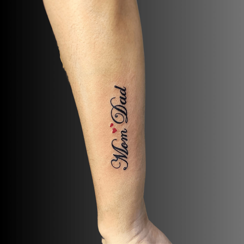 Mom Dad Tattoo with Heart